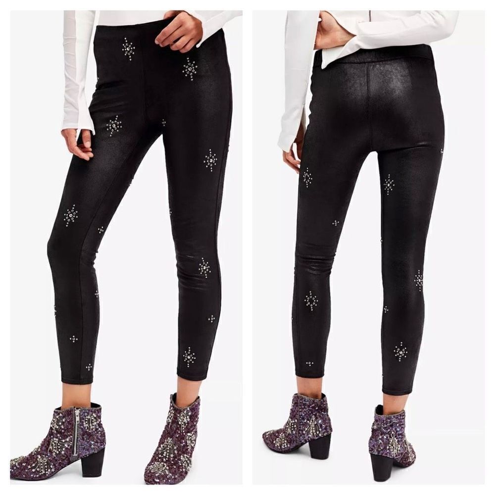Free People Star Stud Embellished Skinny Pants sz 27